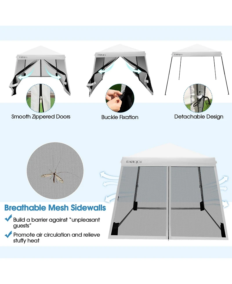 Slickblue 10 x 10 Feet Pop Up Canopy with with Mesh Sidewalls and Roller Bag