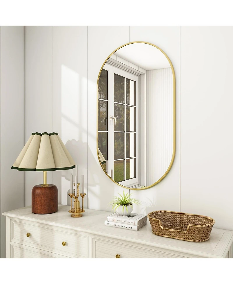 Homlux Oval Wall Mounted Mirror 22"x38" in Gold