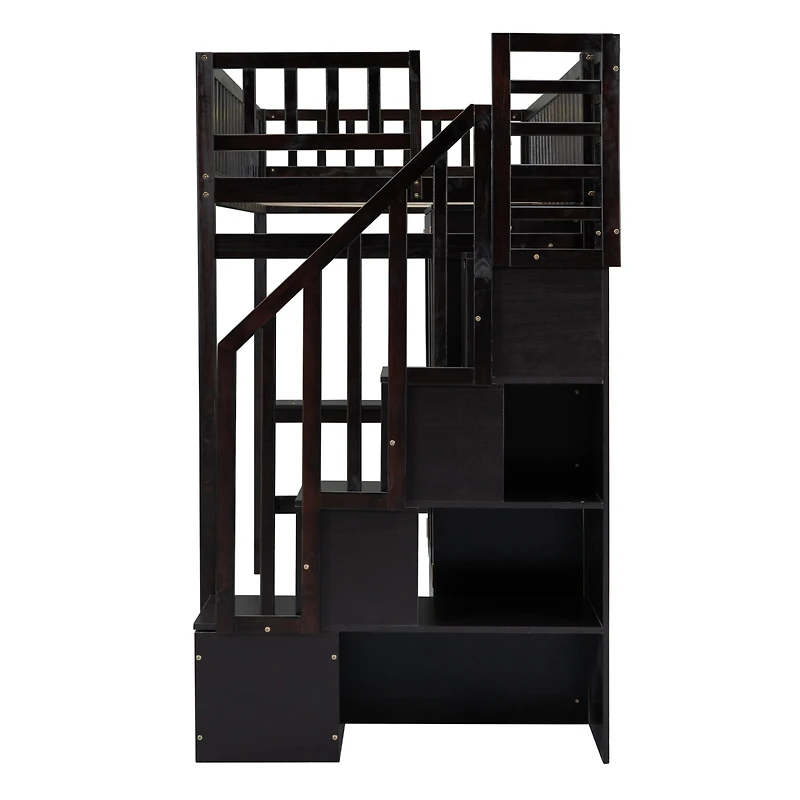 Streamdale Twin Loft Bed With Bookshelf, Drawers, Desk, And Wardrobe White