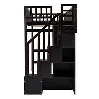 Streamdale Twin Loft Bed With Bookshelf, Drawers, Desk, And Wardrobe White