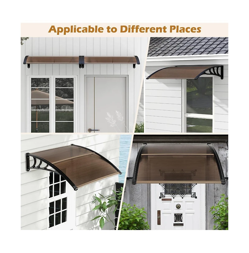 Slickblue Outdoor Front Door Patio Overhang Awning for Sunlight Rain Snow Wind Protection-80 x 40 Inch