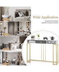 Slickblue Narrow Long Sofa Table for Living Room-White
