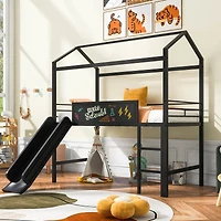 Streamdale Twin Loft Metal Bed with Slide and Writable Board