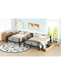 Simplie Fun Metal Full Size Convertible Bunk Bed With 2 Drawers