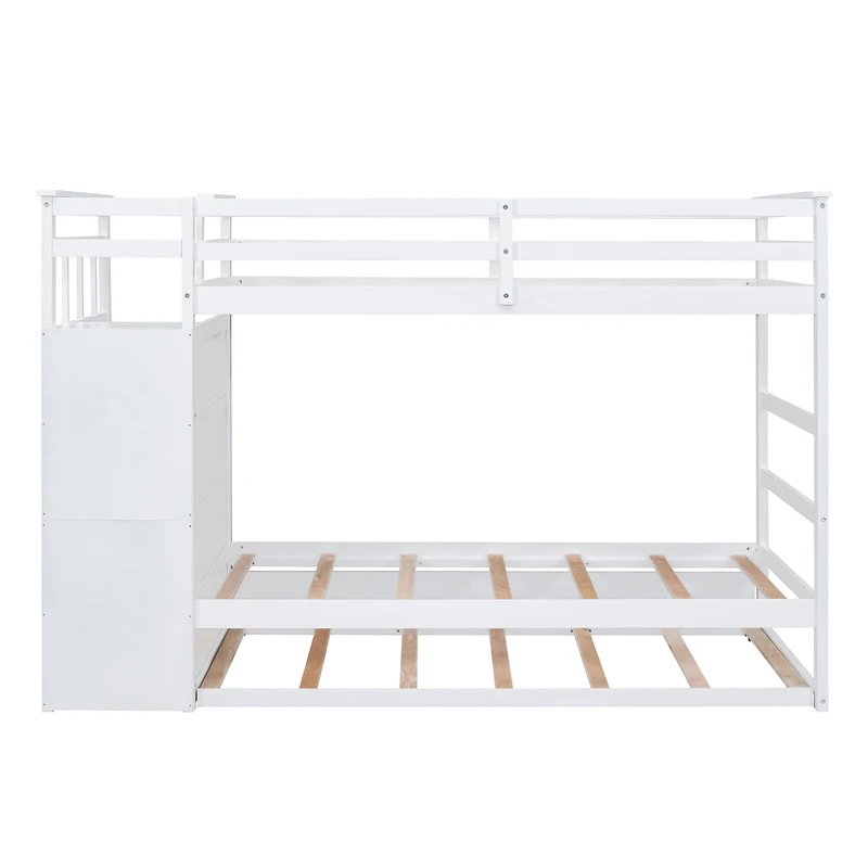 Streamdale Twin Over Bunk Bed With Trundle And Staircase, White