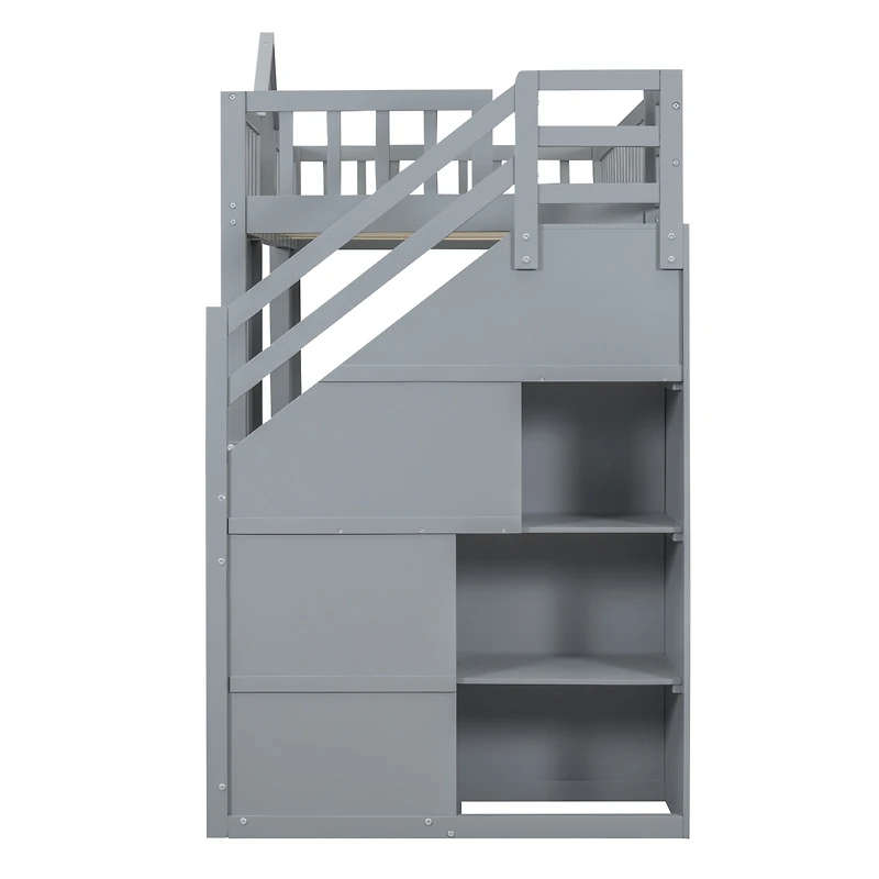 Streamdale Twin-Over-Twin Bunk Bed with Convertible Desk and Changer