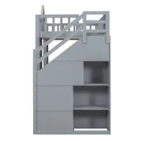 Streamdale Twin-Over-Twin Bunk Bed with Convertible Desk and Changer