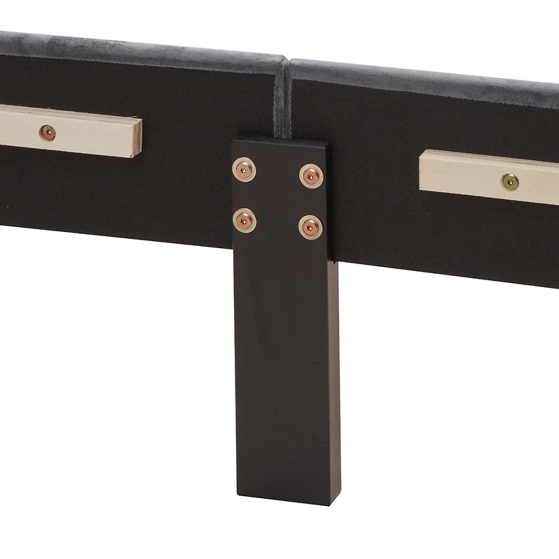 Streamdale Furniture Velvet Button Tufted-Upholstered Bed With Wings Design, Strong Support, Easy Assembly