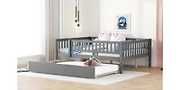 Streamdale Full Wood Daybed With Trundle And Fence Guardrails