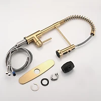 Streamdale Furniture Pull Down Sprayer Spring Kitchen Sink Faucet Brushed Gold