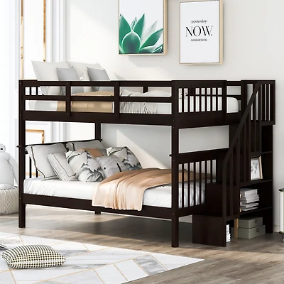 Streamdale Stairway Bunk Bed with Storage and Guardrail