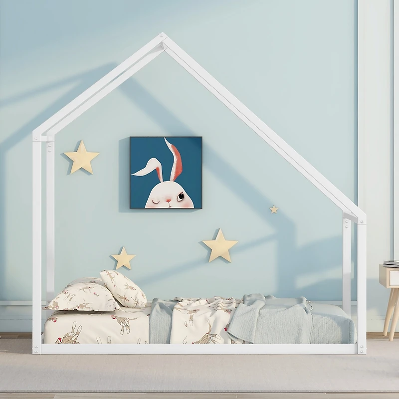 Streamdale Twin Size Metal House Bed Kids Bed