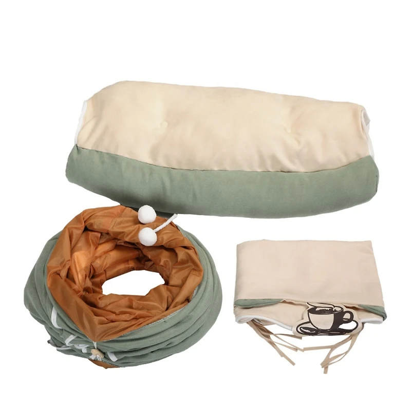 Streamdale Collapsible Cat Tunnel and Bed Bright Green Oasis for Play and Rest