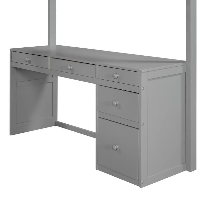 Streamdale Full Loft Bed With Ladder, Shelves, And Desk