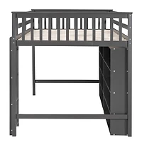 Simplie Fun Full Size Loft Bed With 8 Open Storage Shelves And Builtin Ladder