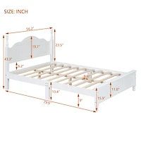 Streamdale White Retro Platform Bed with Wood Slats