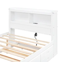 Streamdale Full Platform Bed With Trundle, Drawers And Usb Plugs, White