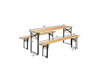 Slickblue 3 Pieces Folding Wooden Picnic Table Bench Set