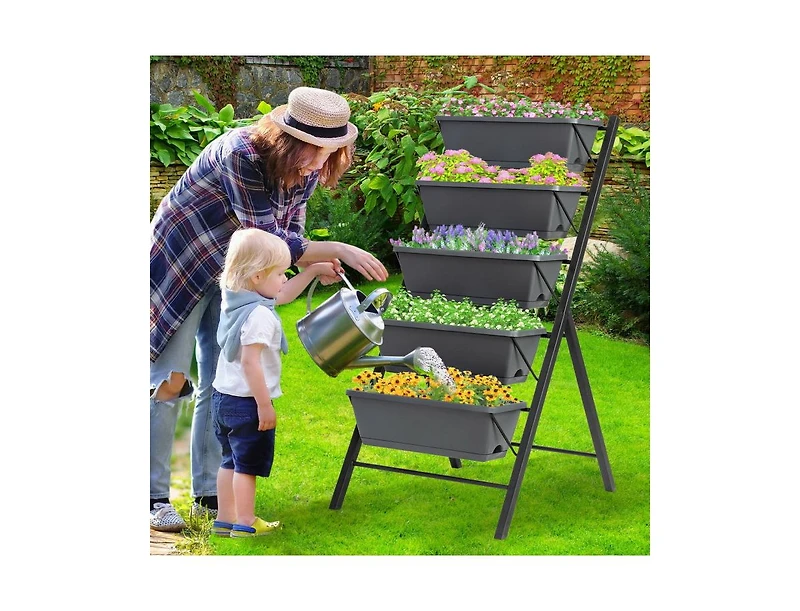 Slickblue 5-Tier Raised Garden Bed with Water Drainage for Flowers Vegetables