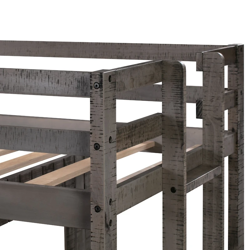 Streamdale Furniture Wooden Twin Over Full Bunk Bed, Loft Bed With Playhouse, Farmhouse, Ladder And Guardrails