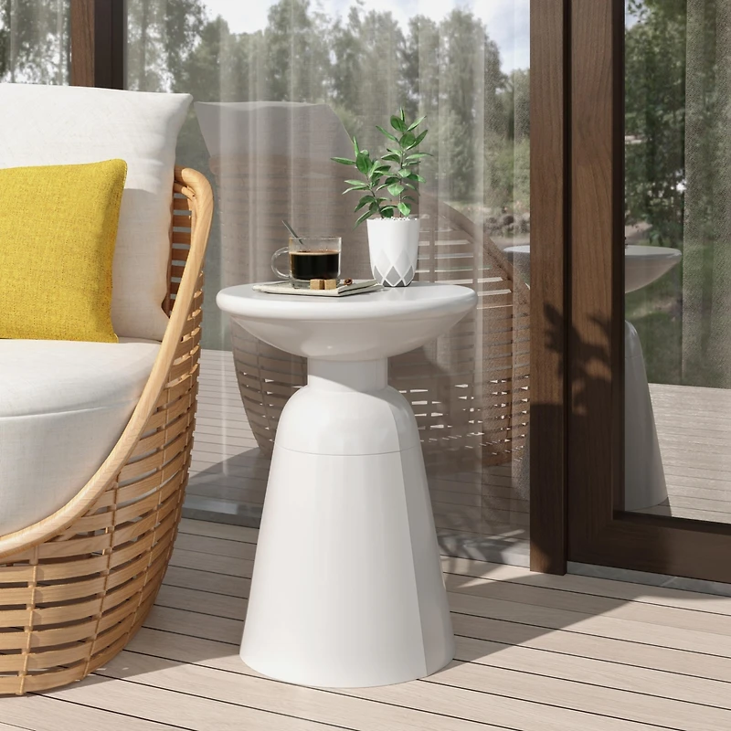 Streamdale Modern Outdoor End Table Stylish and Durable Circular Pedestal Design