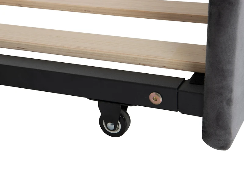 Velvet Upholstered Daybed with Trundle and Usb Charging