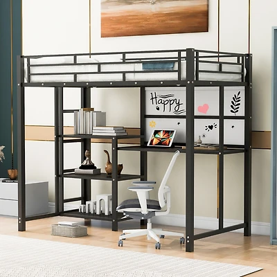 Streamdale Twin Loft Bed with Desk and Shelves
