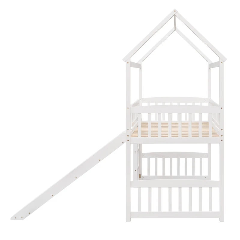 Streamdale Twin Loft Bed With Slide, House Slide