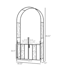 Elegant Metal Garden Arch with Gate for Gardening and Events