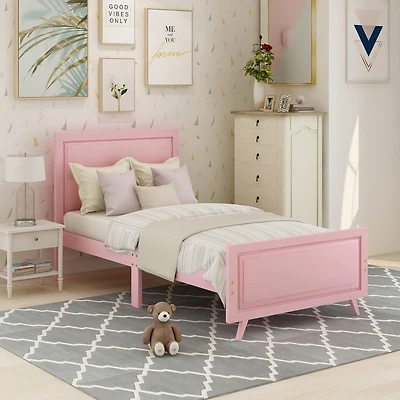 Streamdale Twin Platform Bed with Headboard and Wood Slats