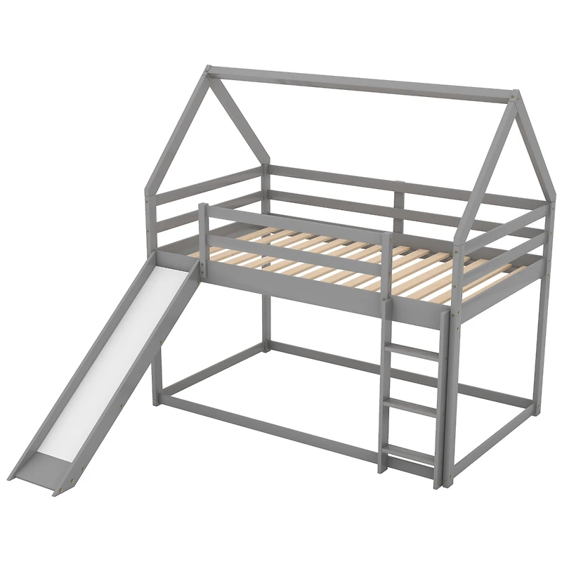 Streamdale Twin Bunk House Bed With Slide And Ladder