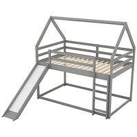 Streamdale Twin Bunk House Bed With Slide And Ladder