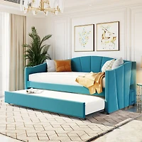 Streamdale Upholstered Daybed Sofa Bed Twin With Trundle And Wood Slat