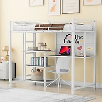 Streamdale Twin Loft Bed with Desk and Shelves