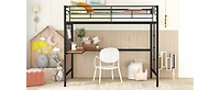 Simplie Fun Full Metal Loft Bed With Desk And Metal Grid