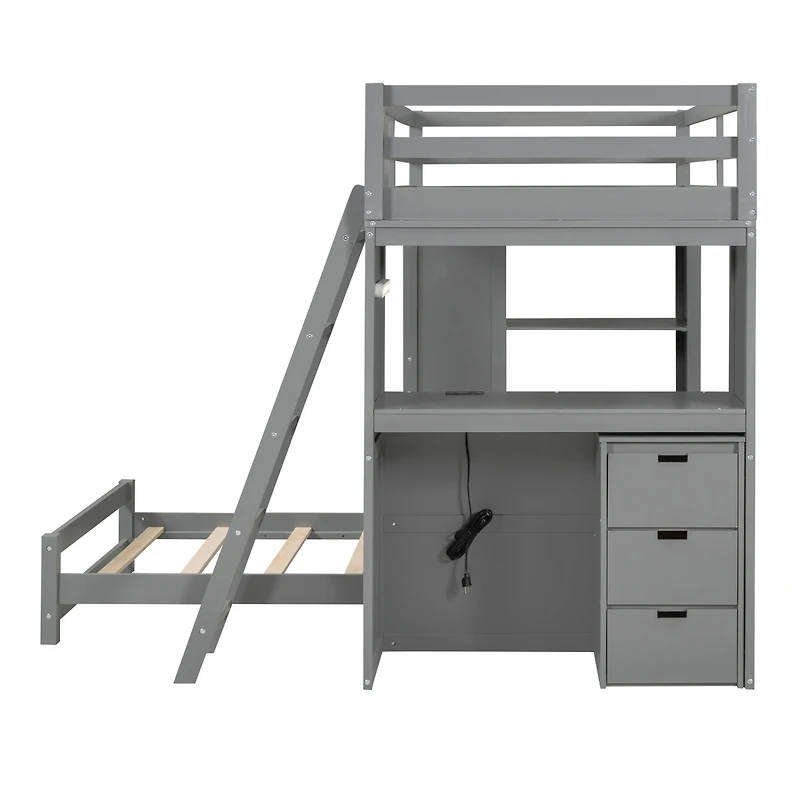 Streamdale Twin Over Twin Bunk Bed With Led Light And Usb Ports