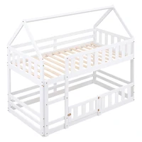Streamdale Twin Over House Bunk Bed With Fence And Door