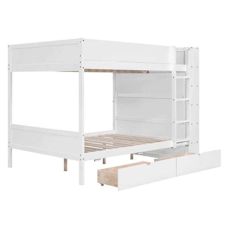 Streamdale Full Over Bunk Bed With 2 Drawers And Multilayer Cabinet