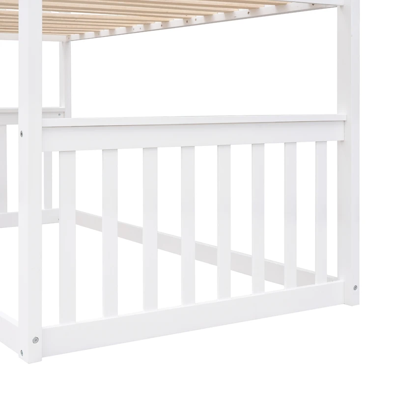 Streamdale Twin Over Twin House Bunk Bed With Ladder, Wood Bed