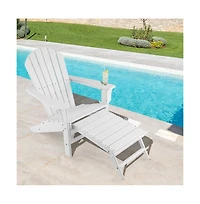 Slickblue Patio Hdpe Adirondack Chair with Retractable Ottoman