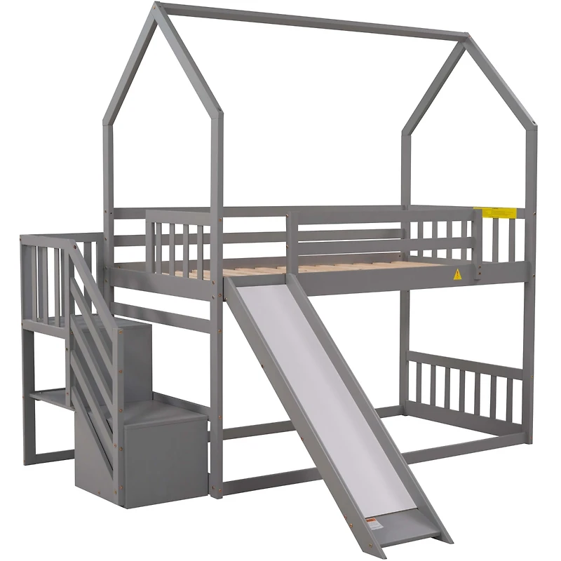 Streamdale Twin Convertible Bunk Bed with Slide and Staircase