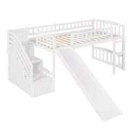Streamdale Stairway Twin Loft Bed With Two Drawers And Slide