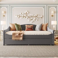Streamdale Teddy Fleece Full Upholstered Daybed With Light And Trundle
