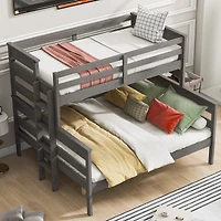 Wood Twin Xl Over Queen Bunk Bed With Ladder
