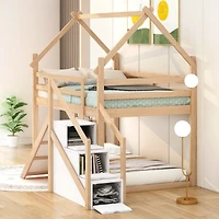 Streamdale Twin Over House Loft Or Bunk Bed With Slide And Staircase