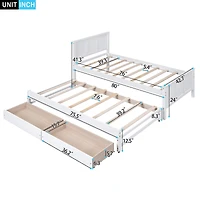 Simplie Fun Twin Size Platform Bed With Trundle And Drawers