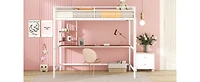 Streamdale Full Metal Loft Bed With Desk And Shelves