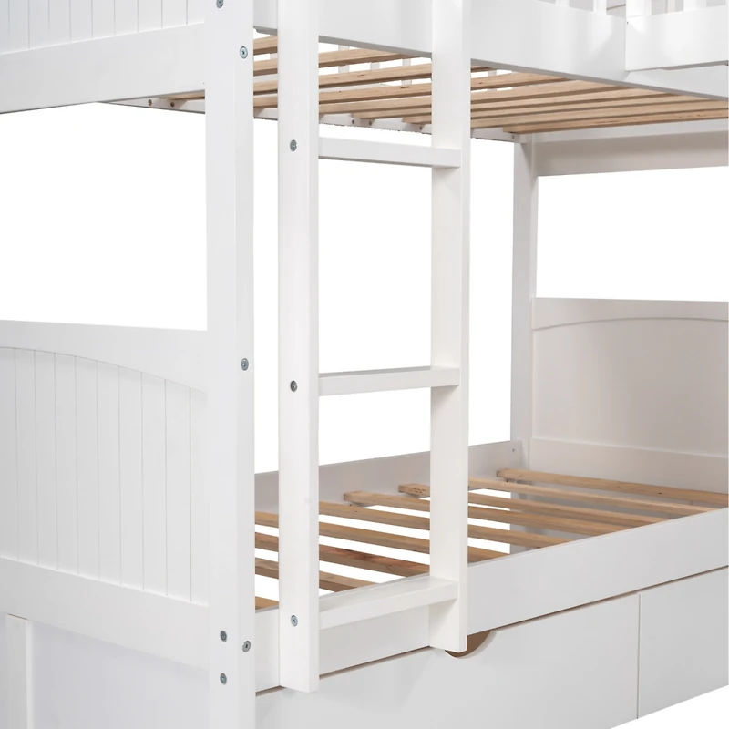 Streamdale Twin Bunk Bed With A Loft Attached, Two Drawers