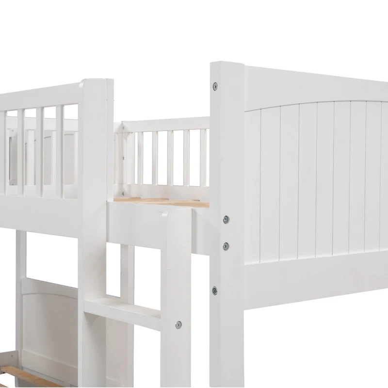 Streamdale Twin Bunk Bed With A Loft Attached, Two Drawers
