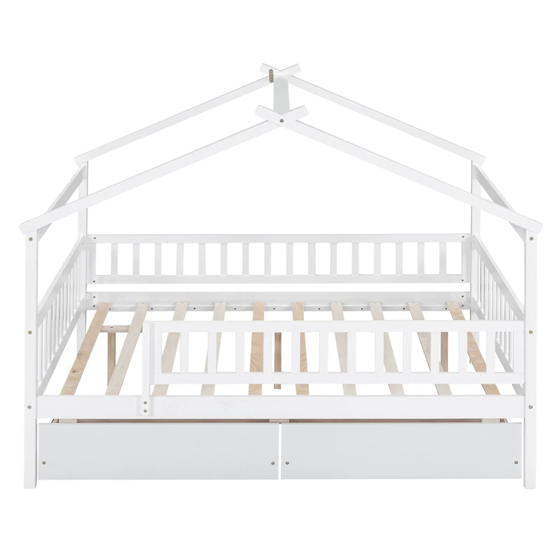 Streamdale Full Wooden House Bed With Two Drawers